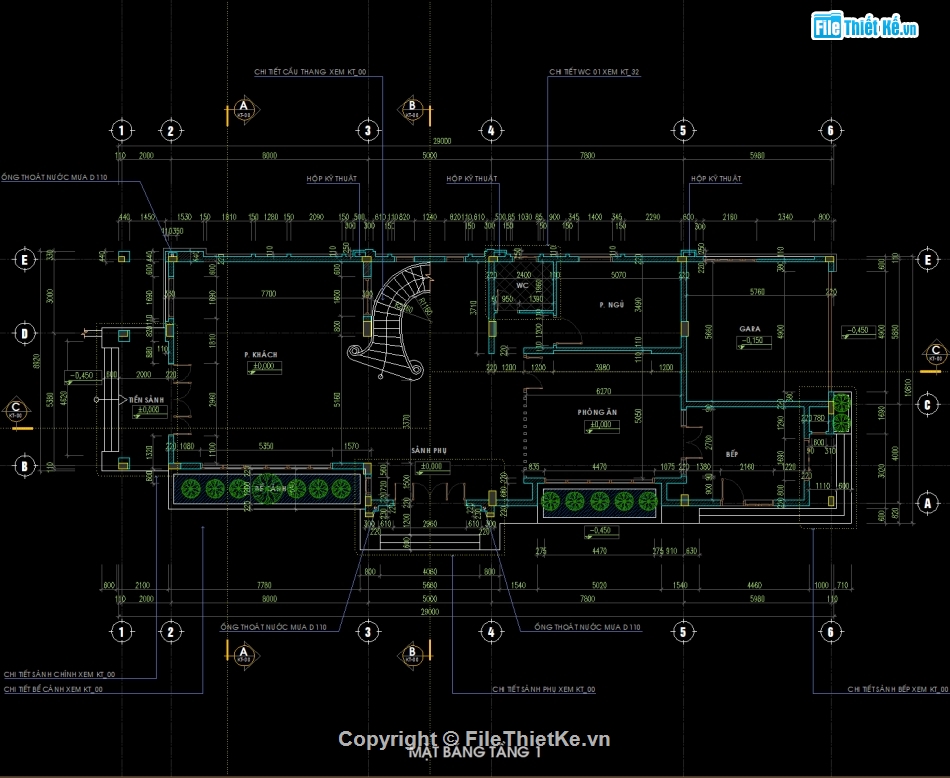 biệt thự phố,nhà phố 3 tầng,bản vẽ 3 tầng,nhà biệt thự 3 tầng hiện đại,file cad biệt thự 3 tầng 1 tum,Biệt thự 3 tầng 1 tim kt 10.81x29m